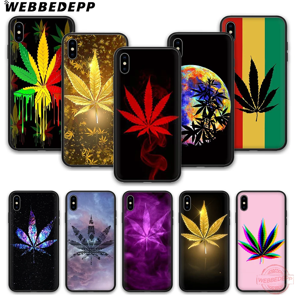 

WEBBEDEPP Cannabis leaf soft silicone phone case for iPhone 5 6 7 8 Plus X XS XR XS Max.11 11peo 11proMax
