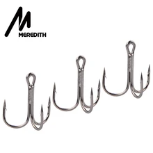 MEREDITH 20Pcs/lot Fishing Hooks High Steel Carbon Material Treble Fishing Hook Round Folded Saltwater Bass 4# 6# 8# Tackle Tool