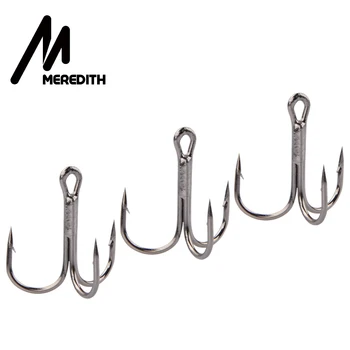 

MEREDITH 20Pcs/lot Fishing Hooks High Steel Carbon Material Treble Fishing Hook Round Folded Saltwater Bass 4# 6# 8# Tackle Tool