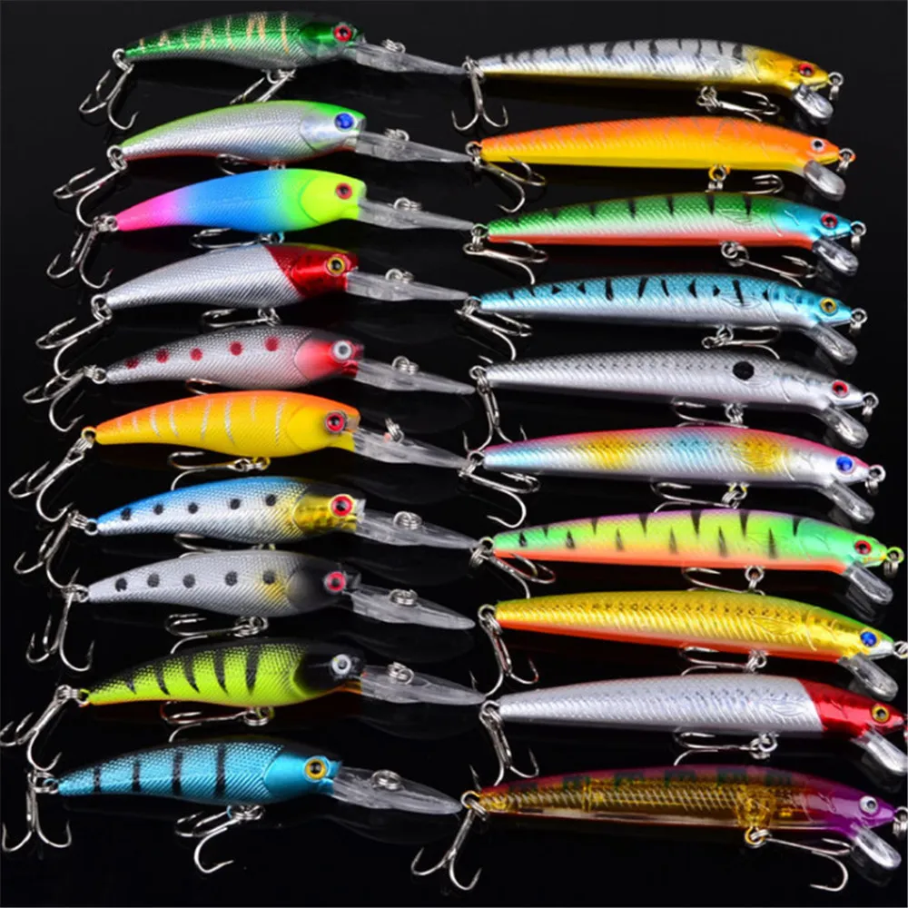 Nuevo Minnow Mixed 20 unids/set juego de señuelos de Pesca con mosca Set cebo duro Artificial realista Wobbler carpa aparejos de Pesca al por mayor Nuevo Minnow Mixed 20 unids/set juego de señuelos de Pesca con mosca Set cebo duro Artificial realista Wobbler carpa aparejos de Pesca al por mayor