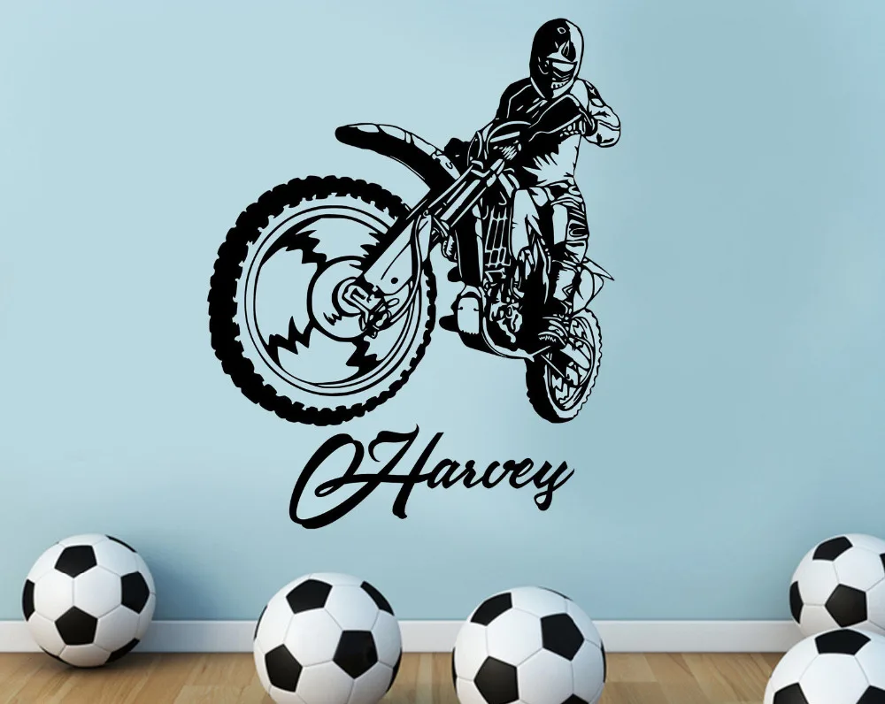 Motocross Motorbike Kids Personalised Any Name Wall Art Mural Decal