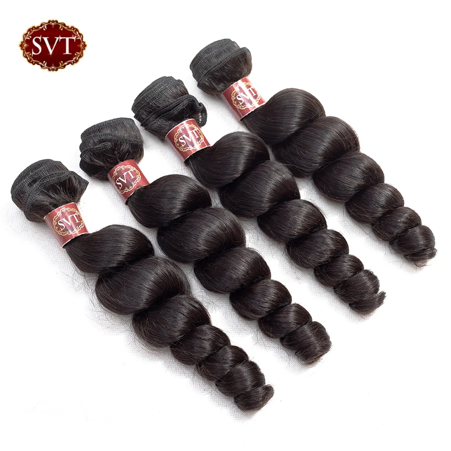 

SVT Peruvian Loose Wave Hair Extensions 100% Human Hair Weave Natural Black Color Non Remy Hair Can Buy 1/3/4