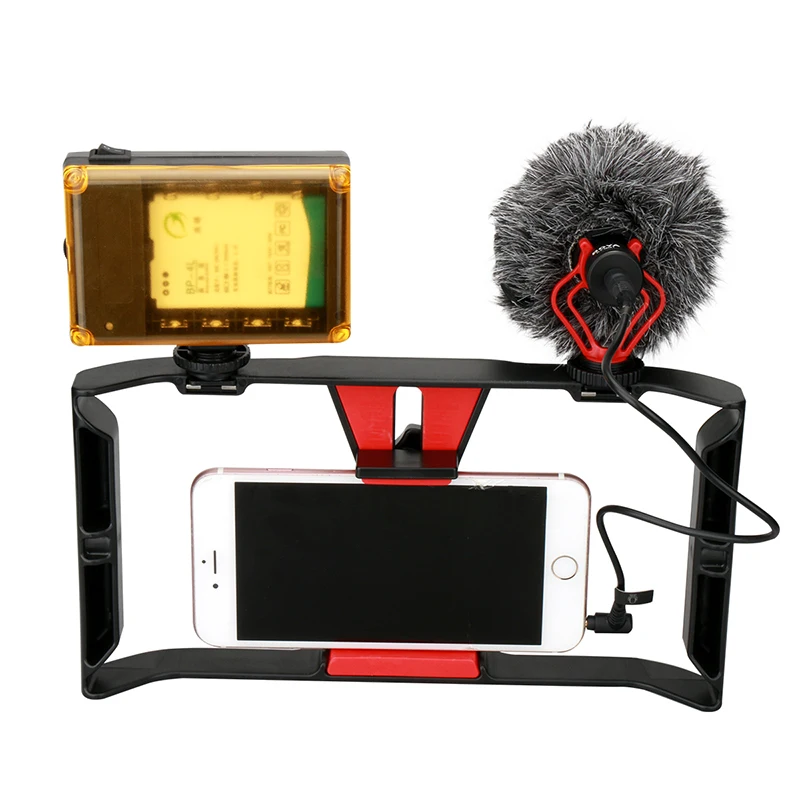  Ulanzi Smartphone Video Rig Stabilizer Kit with 96 Led Video Light w Battery & Boya BY-MM1 Micropho