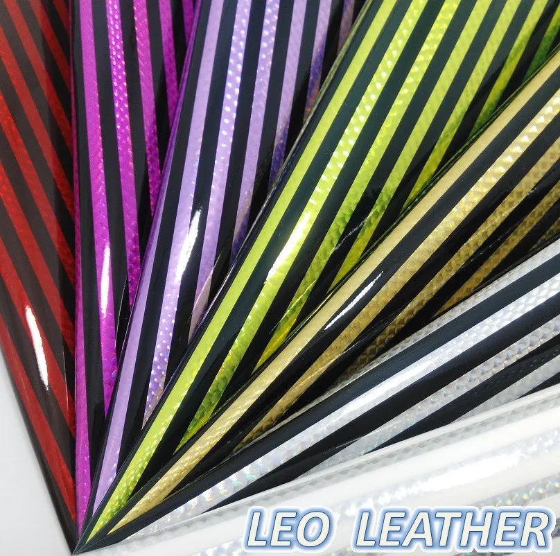 

1PCS 21X29CM Synthetic Leather, Iridescent Leather with Printed Stripe For DIY Accessories 7S98B