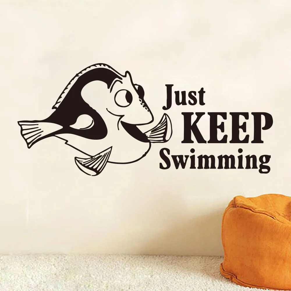 Cartoon Dory Keep Swimming Wall Sticker Bathroom Toilet Dory Inspirational Quote Sport Wall Decal Nursery Kids Room Vinyl Decor (4)