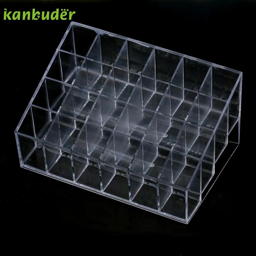 

1pc Plastic 24 Stand Trapezoid Clear Lipstick Lotion Makeup Cosmetic Holder Storage Display Stand 2017 S27