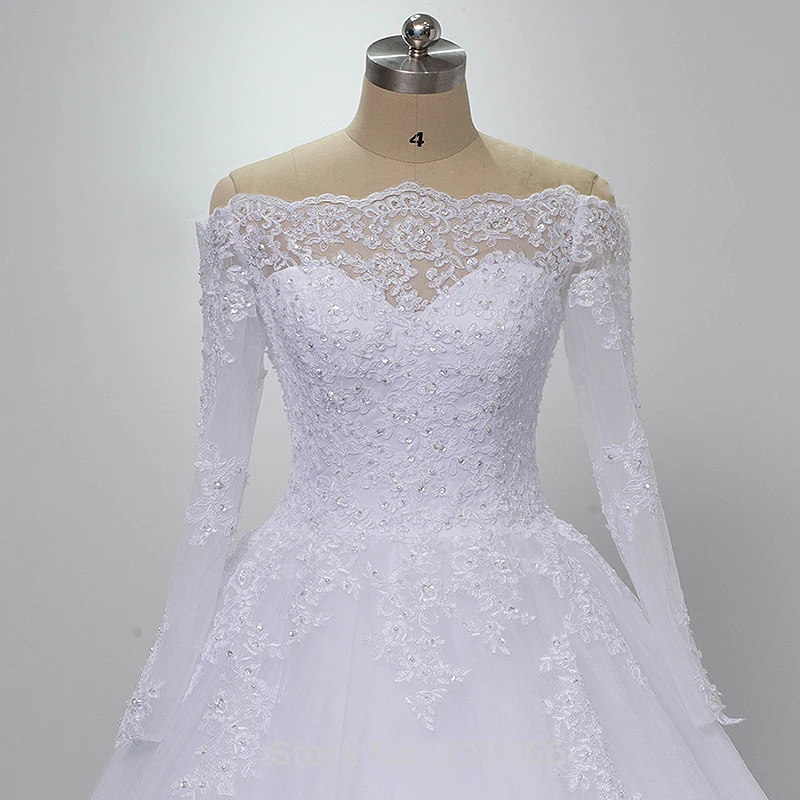 Wuzhiyi vestidos de novia, длинный рукав, качественное платье, бальное платье,, casamento, кружевное свадебное платье, плюс размер, trouwjurk