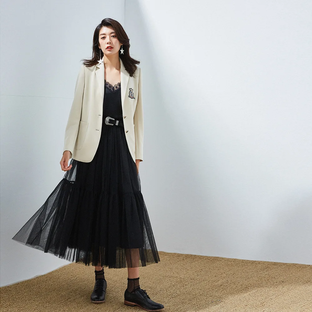 2019 Early Spring New Knitted Lapel Badge Small Suit Casual Coat Button  Single Breasted Women Jackets and Coats Suit