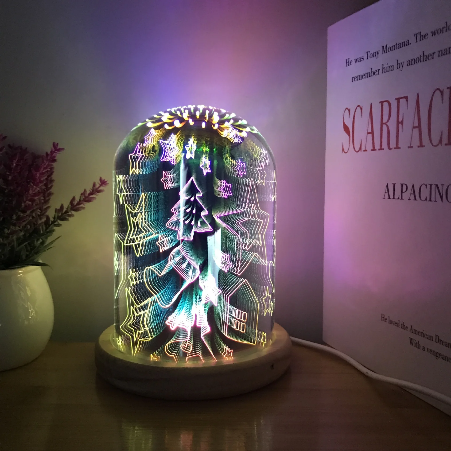 3D волшебные огни подарок на день рождения освещение стеклянная крышка