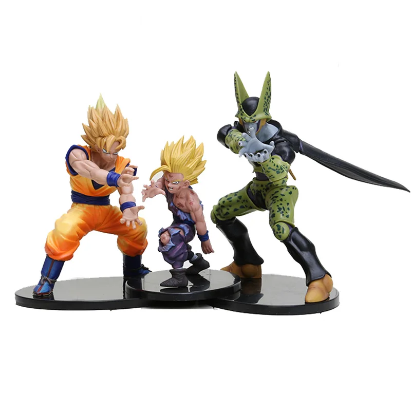 

3pcs/set 12-17cm Dragon Ball Z Dramatic Showcase Super Saiyan Son Goku Son Gohan Cell PVC Figures Model Dolls Toys