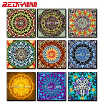 

REDIY LADIY Diamond Pattern Fancy Mandala Diamond Embroidery Needlework Diamond Painting Cross Stitch Full Rhinestones Picture