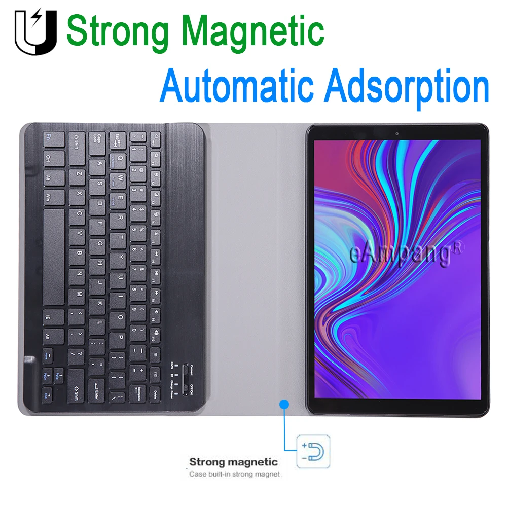 For Samsung Galaxy Tab A 8.0 2019 Keyboard Case P200 P205 SM-P200 SM-P205 Slim Leather Bluetooth Ke