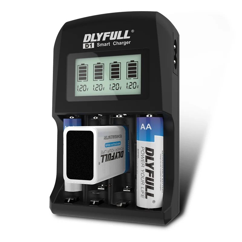 DLYFULL D 1 9v Battery Charger for NiMH NiCD AA AAA 9V Rechargeable
