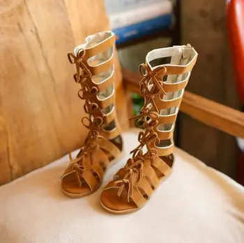 

2020 new 26-35 children's sandals summer soft bottom little princess shoes summer child high Roman princess open toe beach girls