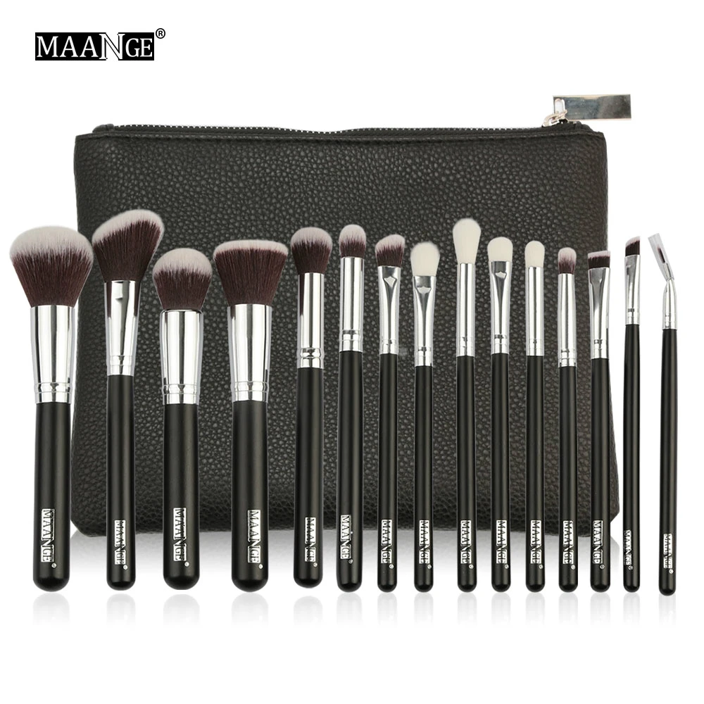 

15Pcs Makeup Brushes Set Powder Foundation Eyeshadow Cosmetic Make Up Brush With PU Leather Case Beauty Tool Kit