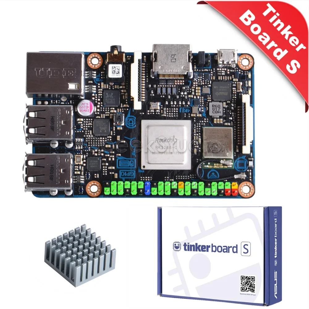 

Official ASUS SBC Tinker Board S RK3288 SoC Onboard 16GB eMMC, 1.8GHz Quad Core CPU 600MHz Mali-T764 GPU, 2GB LPDDR3