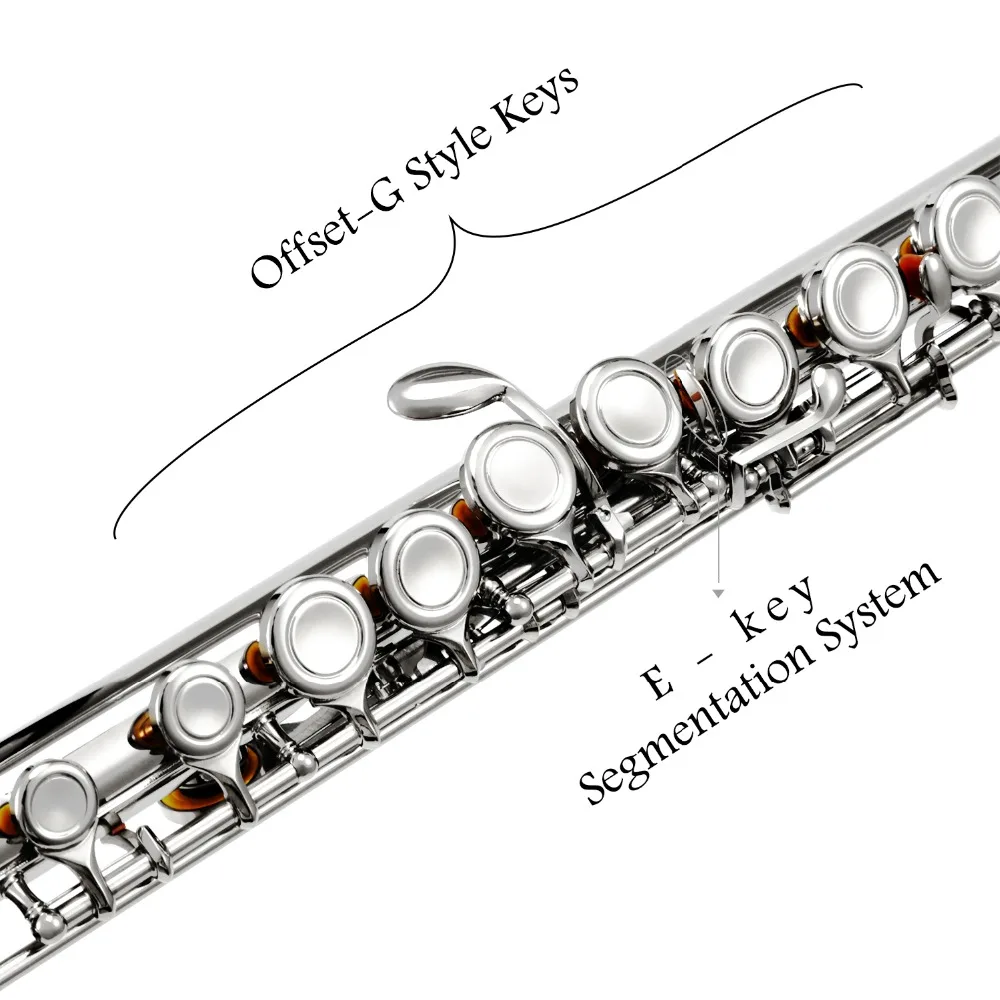 Baratos Eastar EFL 1 agujero C flautas 16 clave níquel principiante set de flauta con estuche G clave dividir E clave instrumento musical