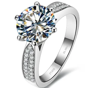 

1.5Ct Equisite Lady Ring Genuine 925 Sterling Silver Platinum Plated NSCD LC Diamond Wedding Engagement Ring Gift Box