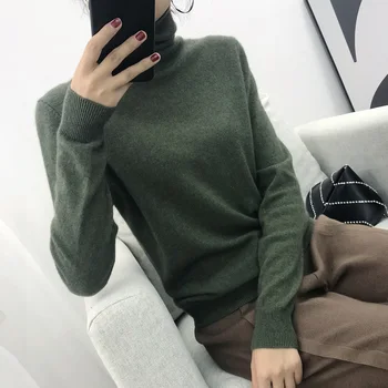 

2019 Cashmere Sweater Women Turtleneck Women's Knitted Turtleneck Winter Cashmere Sweater For Women Warm Sweaters Female