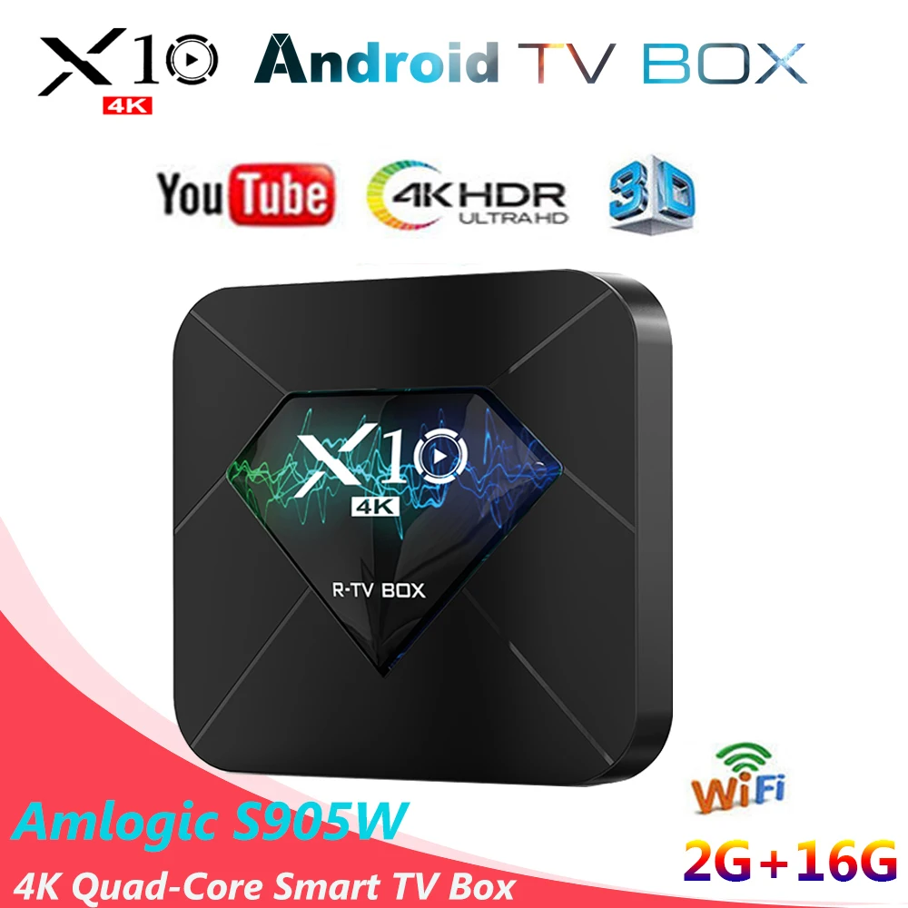 

X10 Smart TV Box Android 7.1 DDR3 2GB 16GB Amlogic S905W Quad Core 2.4GHz WiFi Media Player H.265 4K HD Set Top Box (MX10 H96)