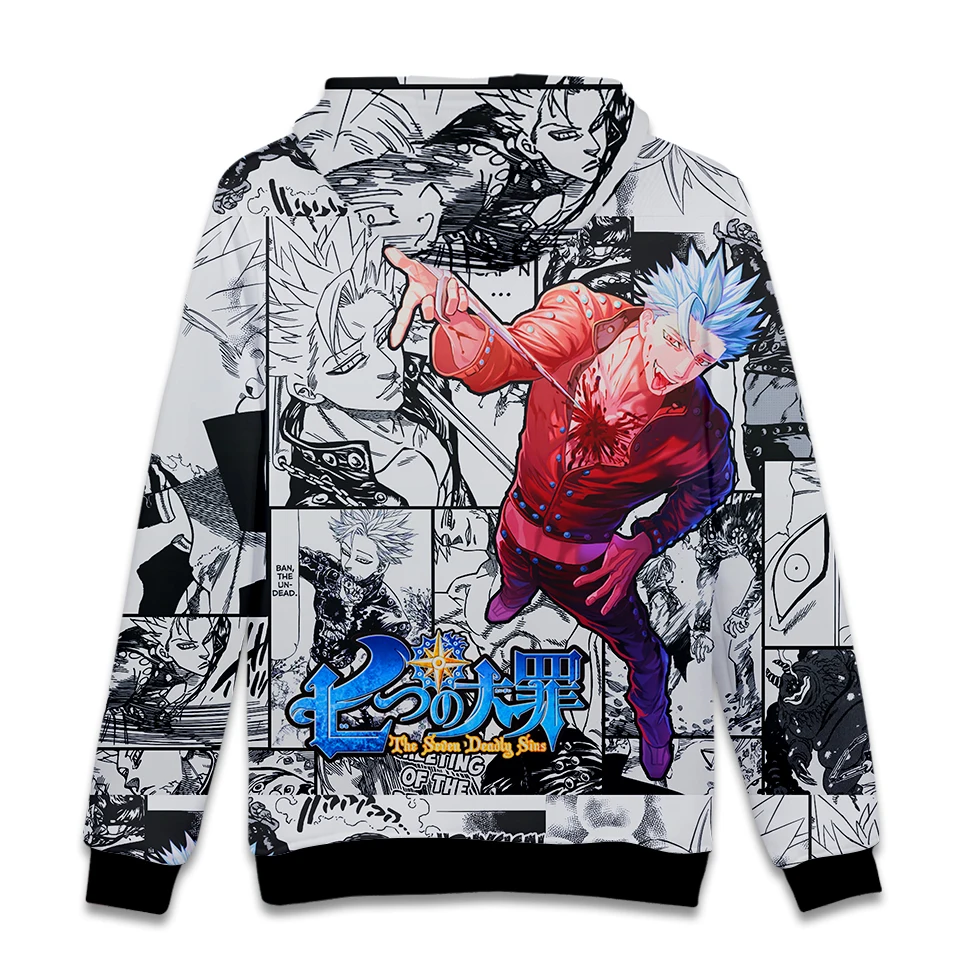 Aikooki Japan Anime Nanatsu No Taizai Men's Pullover Hoodies Men/Women The Seven Deadly Sins Sweatshirts Kawaii Cartoon Coats