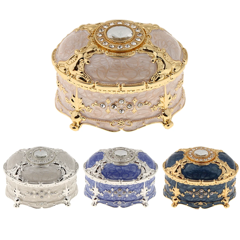 

Vintage Metal Earrings Rings Collectible Jewelry Case Organizer Storage Box Novelty Gifts for Valentines Day Birthday Wedding