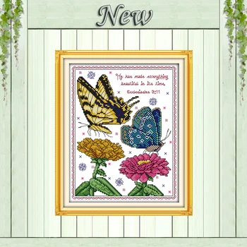 

Butterflies flowers scenery diy paintings 11CT counted print on the canvas DMC Cross Stitch kits 14CT needlework Sets embroidery