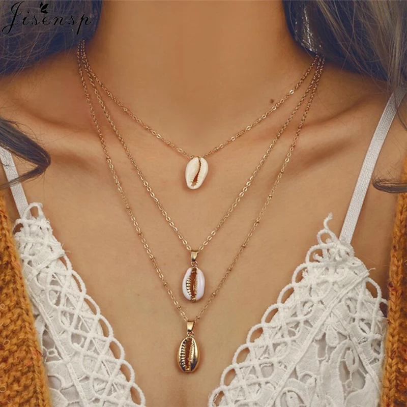 Seashell Pendant Necklace Natural Shell Gold Cowrie Choker necklace