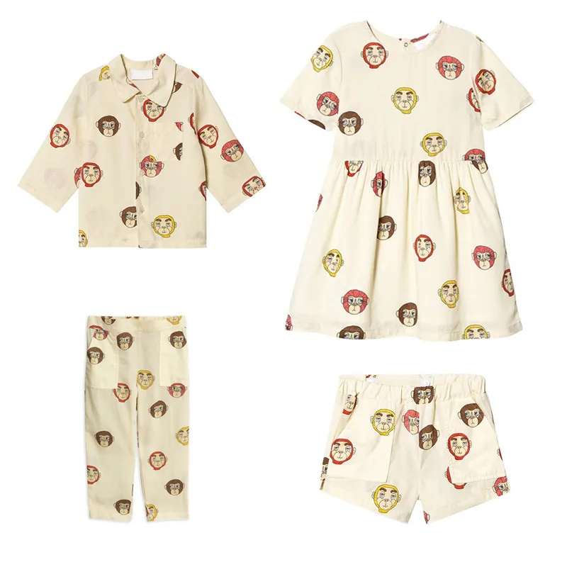 

BOBOZONE2019ss Monkeys dress shirt shorts Trousers for kids boys girls