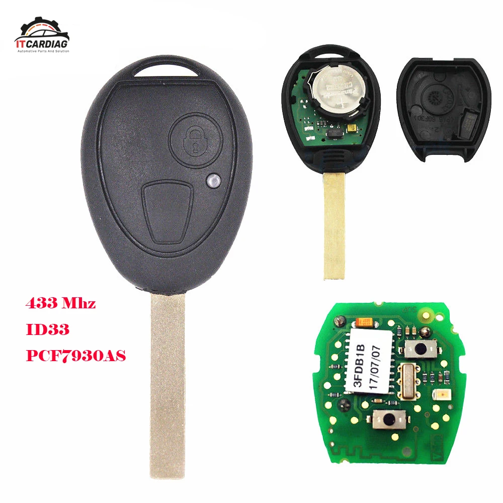 

Replacement Remote Car Key Fob 433MHz ID33 PCF7930AS Chip for BMW Mini Copper, for Land Rover 75 MG ZT 2002-2005