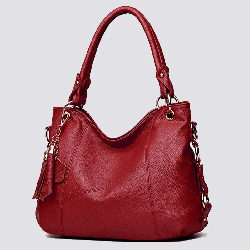 Women Leather Shoulder Bag Versatile Tote Bag Elegance Handbag Leather Red PU Shoulder Bag ...