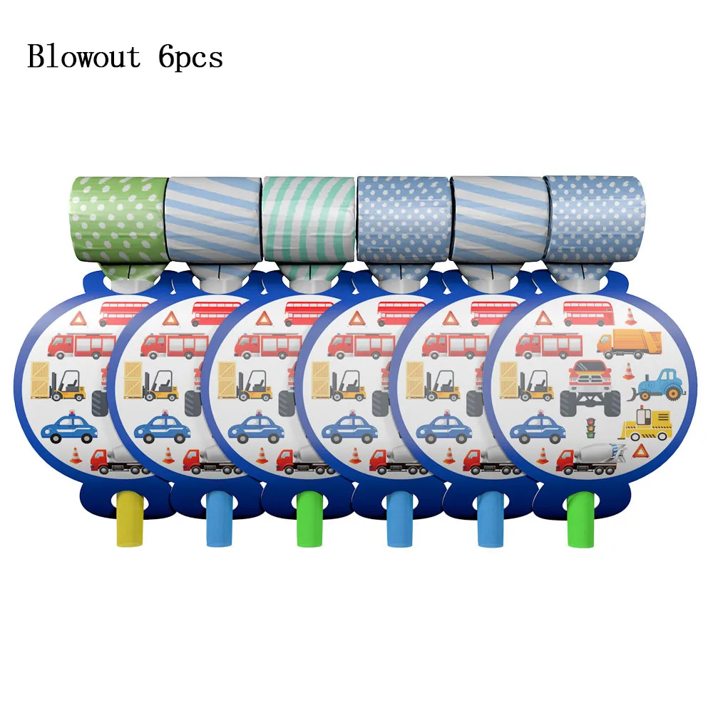 1 компл. Мультфильм автомобили бумажный баннер строительная машина с днем рождения бумаги флаг детский душ Дети День Рождения Декор Вымпел - Цвет: blowout 6pcs