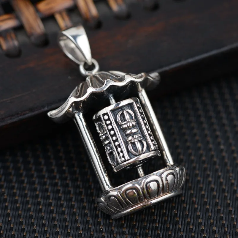 

S925 sterling silver jewelry Buddhist Prayer Silver Antique Style Jin Gangchu talisman necklace wholesale