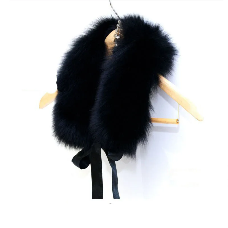 

Fur Collar Women 2019 Winter Fashion Ladies Luxury Brand Neck Scarves Fake Fox Faux Fur Scarf Shawls and Wraps 52CM Black White