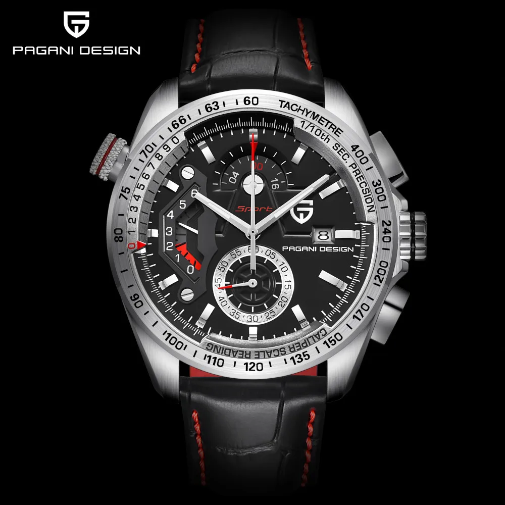 

2019 PAGANI DESIGN Luxury Brand Military Chronograph Sport Watches Men Waterproof Leather Quartz Watch Clock Relogio Masculino