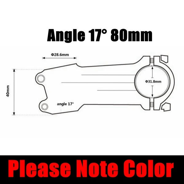 TOMTOU Сверхлегкий Алюминиевый+ 3k углеродный Дорожный/вынос руля для горного велосипеда велосипедные стебли 6/17 градусов 31,8 мм велосипед MTB части - Цвет: 17 degree 80mm