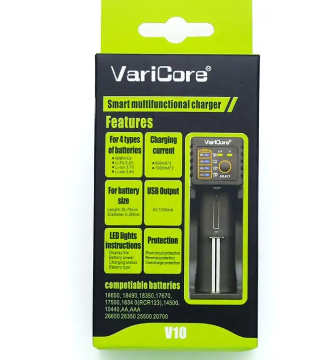 VariCore V20i V10 U4 V40 ЖК-дисплей Батарея Зарядное устройство 3,7 V 18650 26650 18500 16340 14500 18350 литиевая батарея зарядное устройство для никель-кадмиевых или никель-металл-AAA никель-металл-гидридного аккумулятора - Цвет: V10 Charger