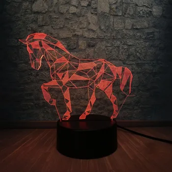 

New Animal Retro Horse Atmosphere 3D LED USB Lamp Multicolor Unicorn Night Lights Kid Visual Christmas New Year Gift Table Decor