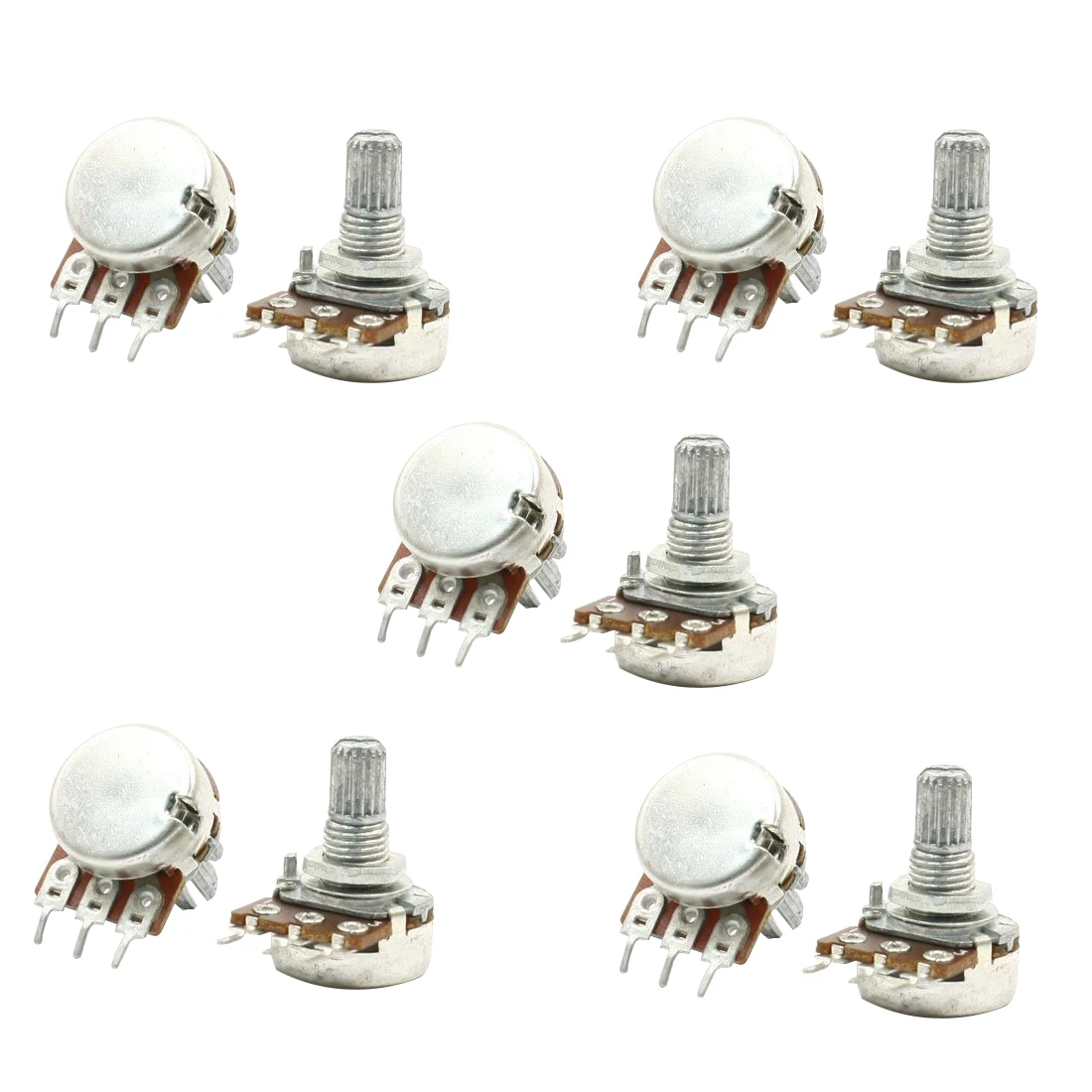 10pcs 5K ohm 6mm Split Knurled Shaft Single Linear Rotary Potentiometer