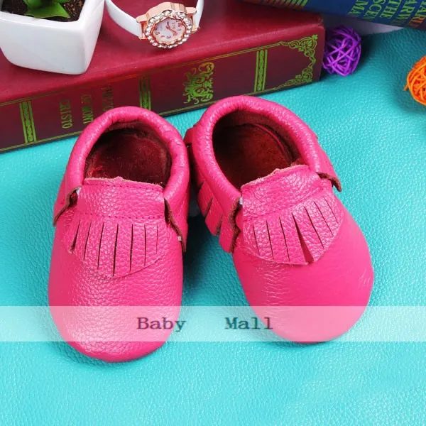 Cores de Couro Macio do Bebê Caminhantes da Criança do Bebê Genuíno Menino Sapatos Primeiros Mocassins Anti-deslizamento Infantil Franja 24 11 Primeiros caminhantes