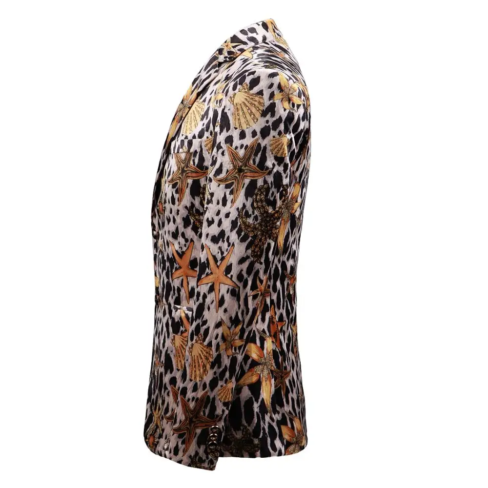 PAULKONTE Starfish Leopard Print Dress Jacket Suit Top Fashion High Quality Nightclub Party Wedding Slim Fit Mostly Male Blazer PAULKONTE Starfish Leopard Print Dress Jacket Suit Top Fashion High Quality Nightclub Party Wedding Slim Fit Mostly Male Blazer
