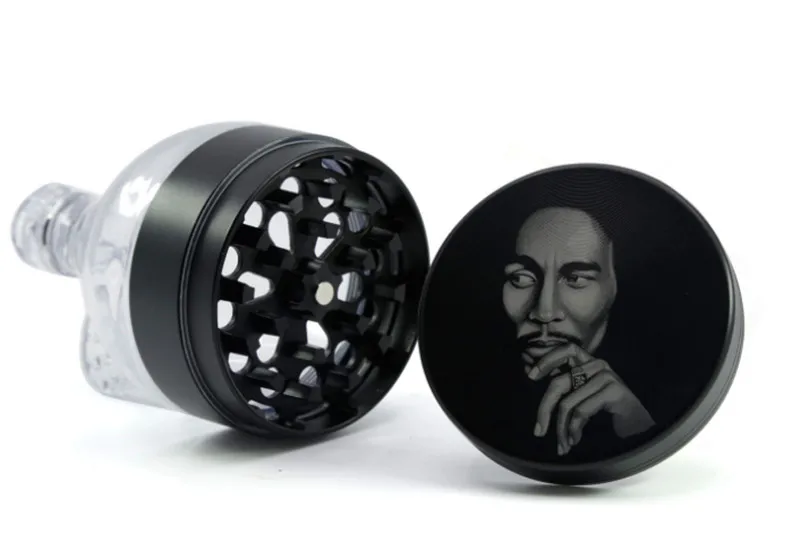Black Bobmarley Herb Grinder Funnel Tobacco smoking herbal Grinder 52mm