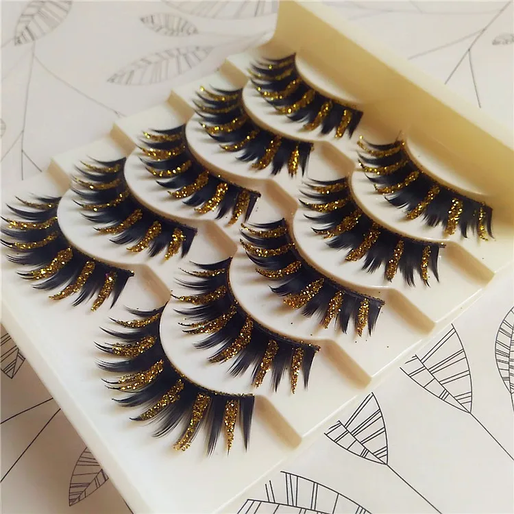 

1box Metalic glitter punk make up fake false eyelashes Fake Eye Lashes Professional Makeup Tips Big eye Long False Eye Lashes