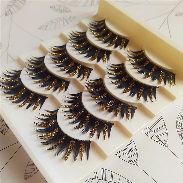 1box Metalic glitter punk make up fake false eyelashes Fake Eye Lashes