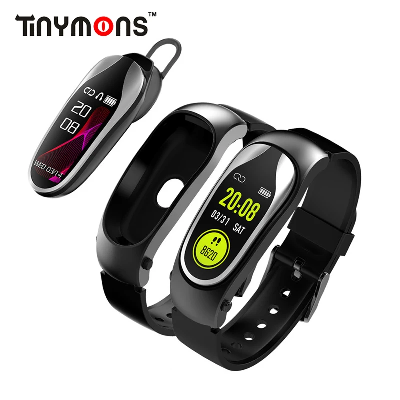 

Tinymons KR04 Fitness Bracelet Smart Band Bluetooth Headset Answer Call Run Walk Smart Wristband with Earphones for Smart Phone