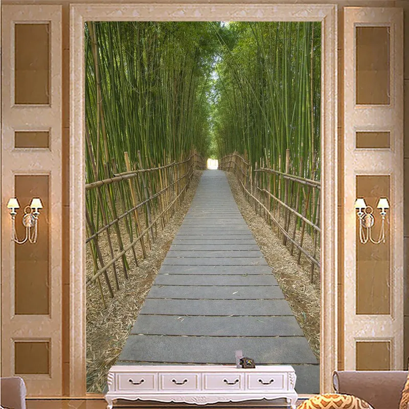 wall paper 3d art mural HD bamboo straight road stone green covering Home  Decor Modern Wall Painting For Living Room wallpaper _ - AliExpress Mobile