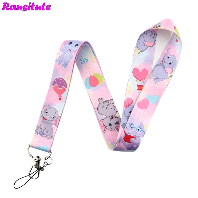 

Ransitute R468 Rainbow Balloons Elephant Cute Lanyard Neck Strap for keys ID Card Mobile Phone Straps Badge Holder DIY Hang Rope