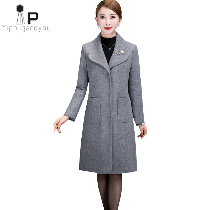 New Autumn and Winter Woolen Coat 2019 Female Long Plus