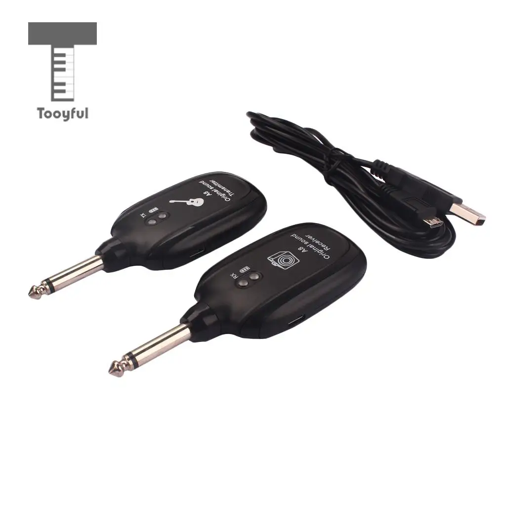 Tooyful UHF Wireless Digital Audio Transmitter Receiver System USB Cable for Guitar Bass Ukulele Mandolin Musical Instrument