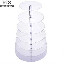 Homdox 7 Tier Küche Kuchen Platte Crystal Clear Kreis Runde Cupcake Platte Stehen für Hochzeit Kuchen Display Dekoration #2010